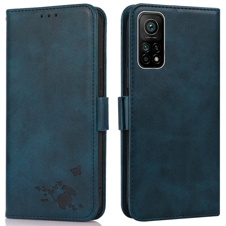 For Xiaomi Mi 10T 5G / 10T Pro 5G Embossed Cat Butterflies Pattern Horizontal Flip Leather Case with Card Slot & Holder & Wallet