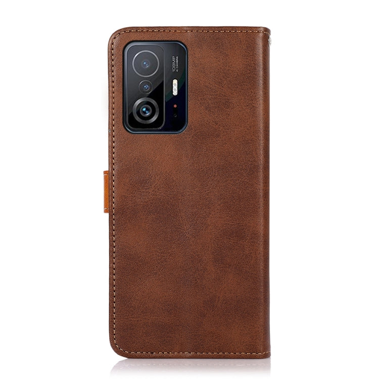 For Xiaomi Mi 11T KHAZNEH Dual-color Cowhide Texture Horizontal Flip Leather Case with Holder & Card Slots & Wallet & Photo Frame