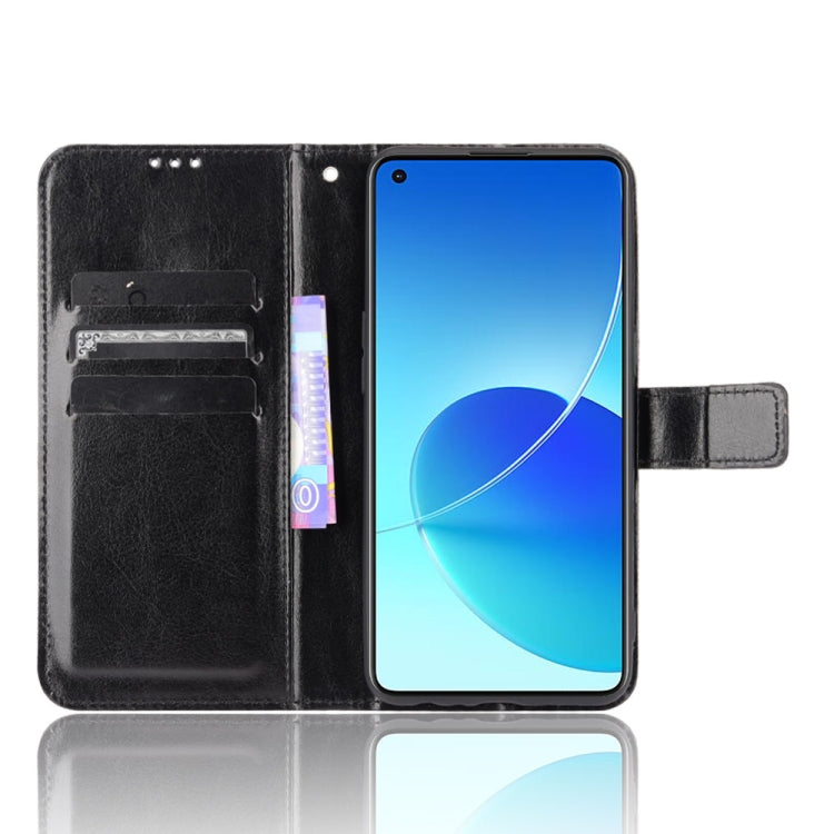 For OPPO Reno6 4G Crazy Horse Texture Horizontal Flip Leather Case with Holder & Card Slots & Lanyard