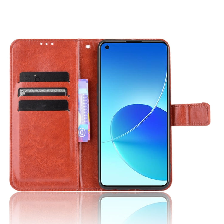 For OPPO Reno6 4G Crazy Horse Texture Horizontal Flip Leather Case with Holder & Card Slots & Lanyard