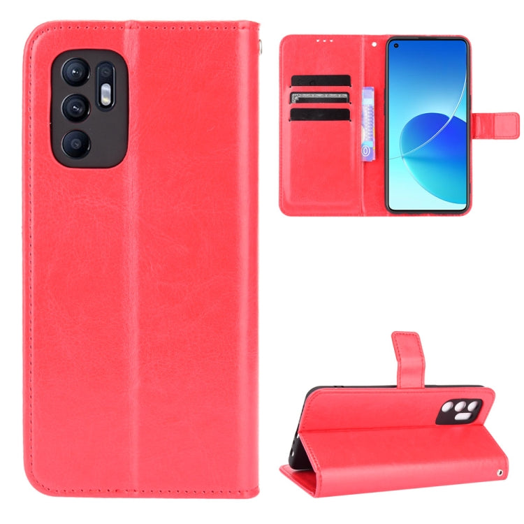 For OPPO Reno6 4G Crazy Horse Texture Horizontal Flip Leather Case with Holder & Card Slots & Lanyard