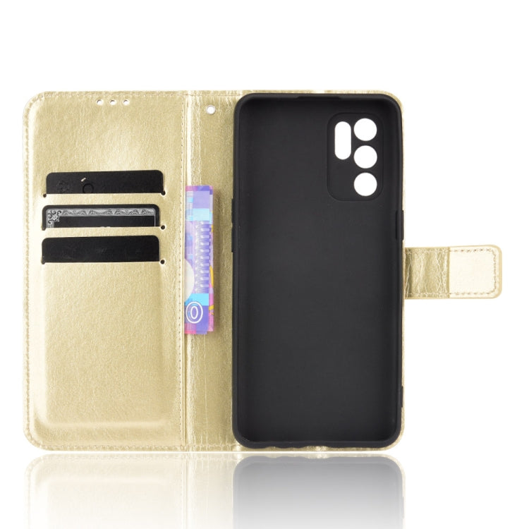 For OPPO Reno6 4G Crazy Horse Texture Horizontal Flip Leather Case with Holder & Card Slots & Lanyard