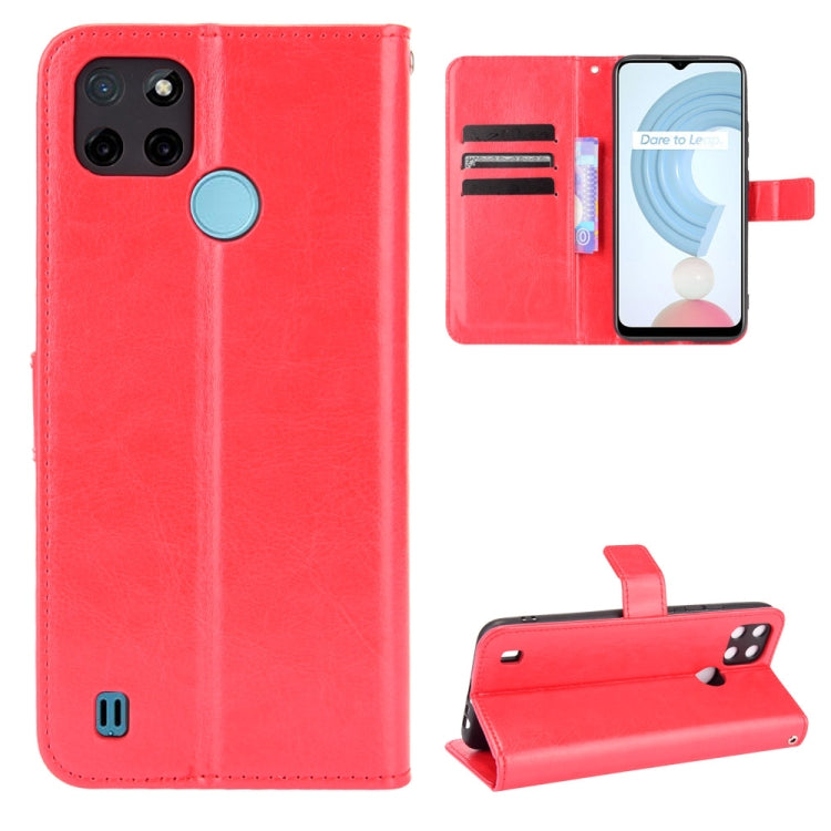 For OPPO Realme C21Y Crazy Horse Texture Horizontal Flip Leather Case with Holder & Card Slots & Lanyard