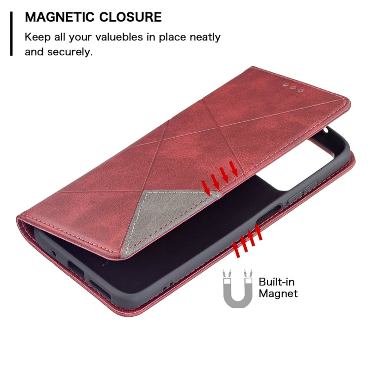 For Xiaomi Redmi 10 Rhombus Texture Horizontal Flip Magnetic Leather Case with Holder & Card Slots