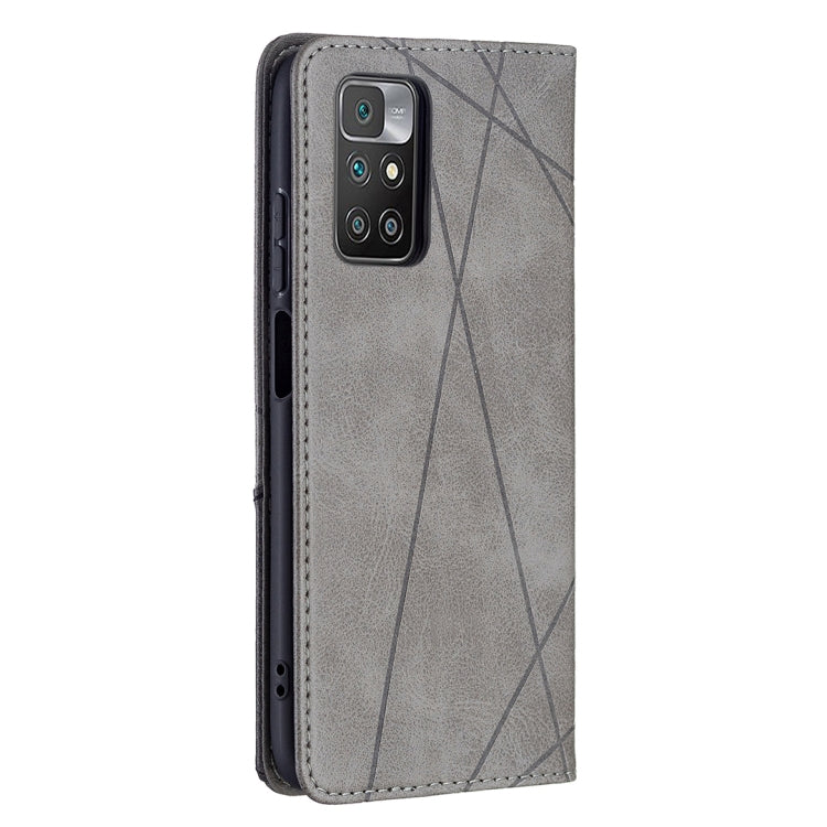For Xiaomi Redmi 10 Rhombus Texture Horizontal Flip Magnetic Leather Case with Holder & Card Slots