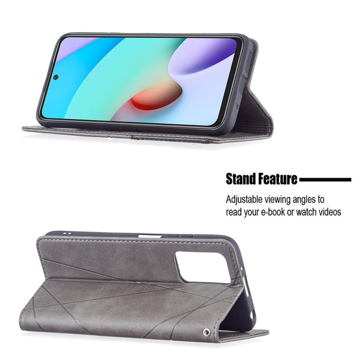 For Xiaomi Redmi 10 Rhombus Texture Horizontal Flip Magnetic Leather Case with Holder & Card Slots