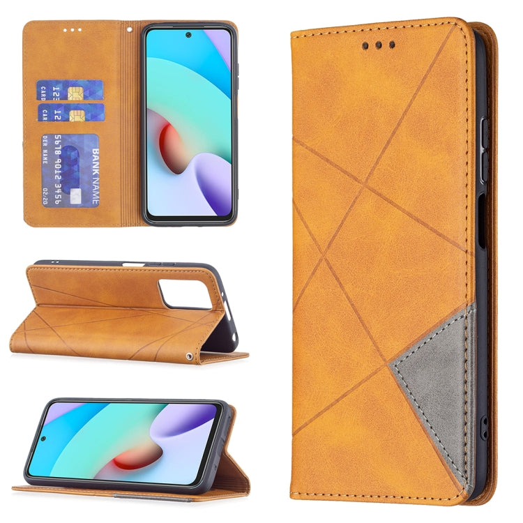 For Xiaomi Redmi 10 Rhombus Texture Horizontal Flip Magnetic Leather Case with Holder & Card Slots