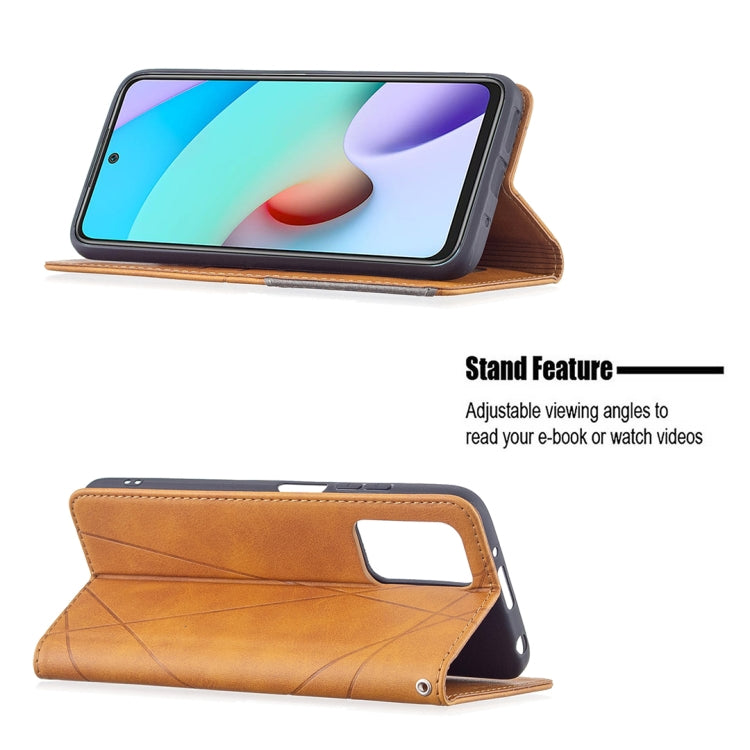 For Xiaomi Redmi 10 Rhombus Texture Horizontal Flip Magnetic Leather Case with Holder & Card Slots