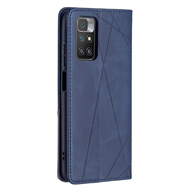 For Xiaomi Redmi 10 Rhombus Texture Horizontal Flip Magnetic Leather Case with Holder & Card Slots