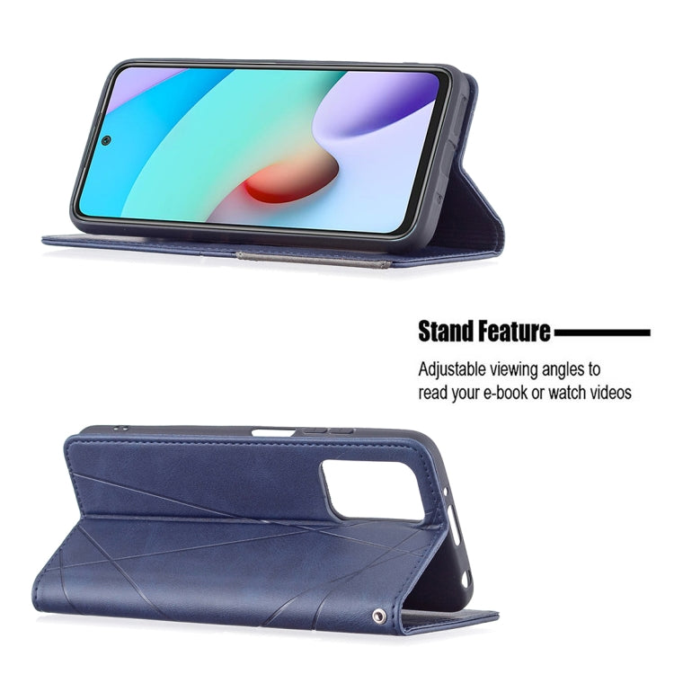 For Xiaomi Redmi 10 Rhombus Texture Horizontal Flip Magnetic Leather Case with Holder & Card Slots