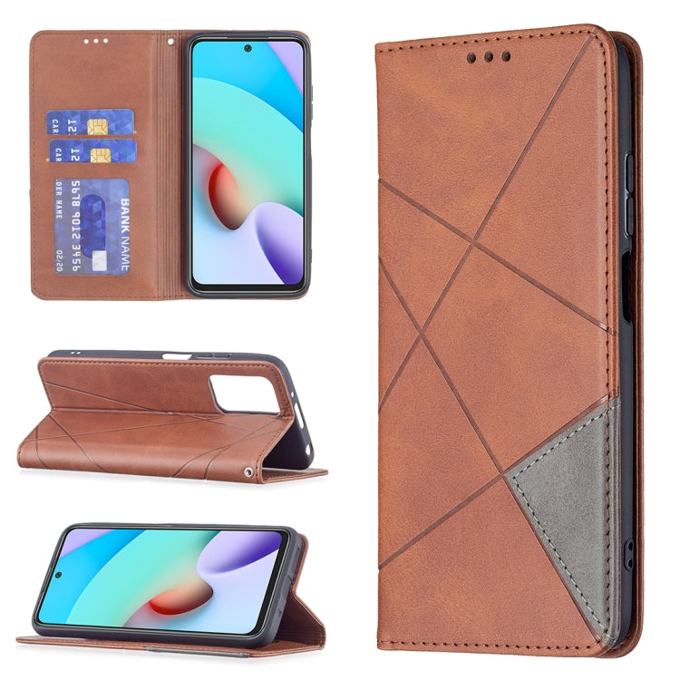 For Xiaomi Redmi 10 Rhombus Texture Horizontal Flip Magnetic Leather Case with Holder & Card Slots