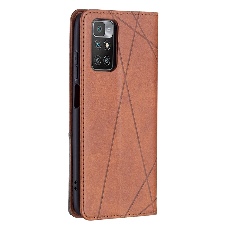 For Xiaomi Redmi 10 Rhombus Texture Horizontal Flip Magnetic Leather Case with Holder & Card Slots