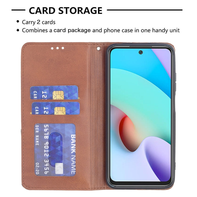 For Xiaomi Redmi 10 Rhombus Texture Horizontal Flip Magnetic Leather Case with Holder & Card Slots