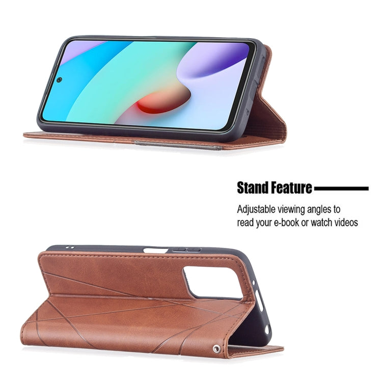 For Xiaomi Redmi 10 Rhombus Texture Horizontal Flip Magnetic Leather Case with Holder & Card Slots