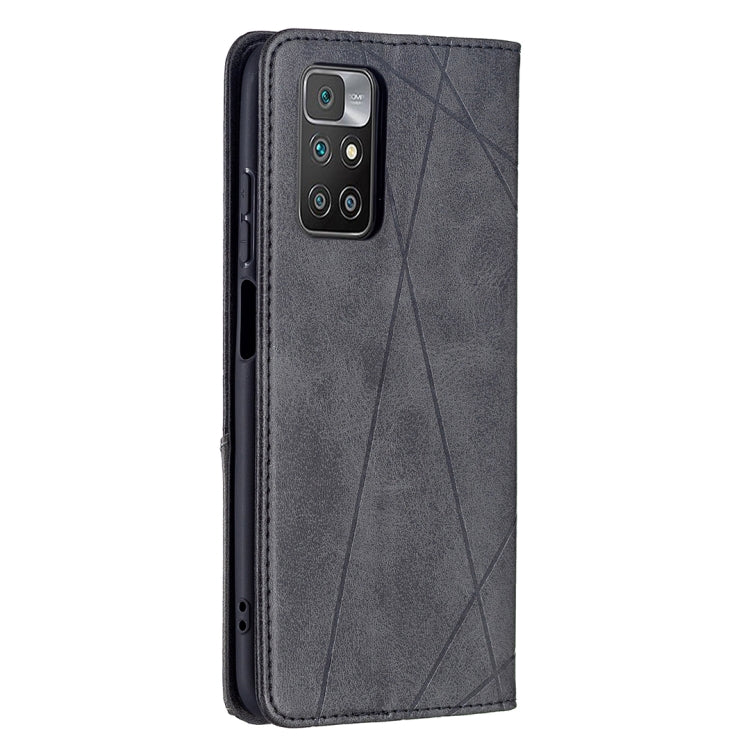 For Xiaomi Redmi 10 Rhombus Texture Horizontal Flip Magnetic Leather Case with Holder & Card Slots