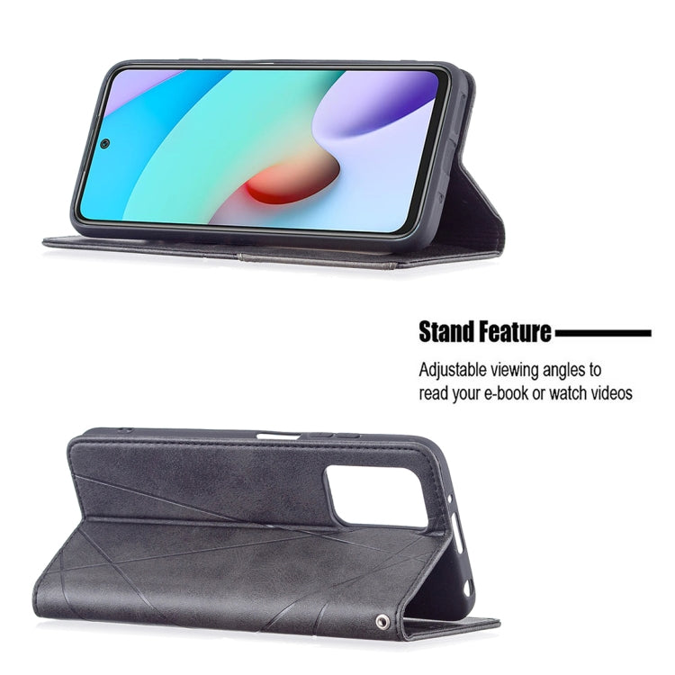 For Xiaomi Redmi 10 Rhombus Texture Horizontal Flip Magnetic Leather Case with Holder & Card Slots