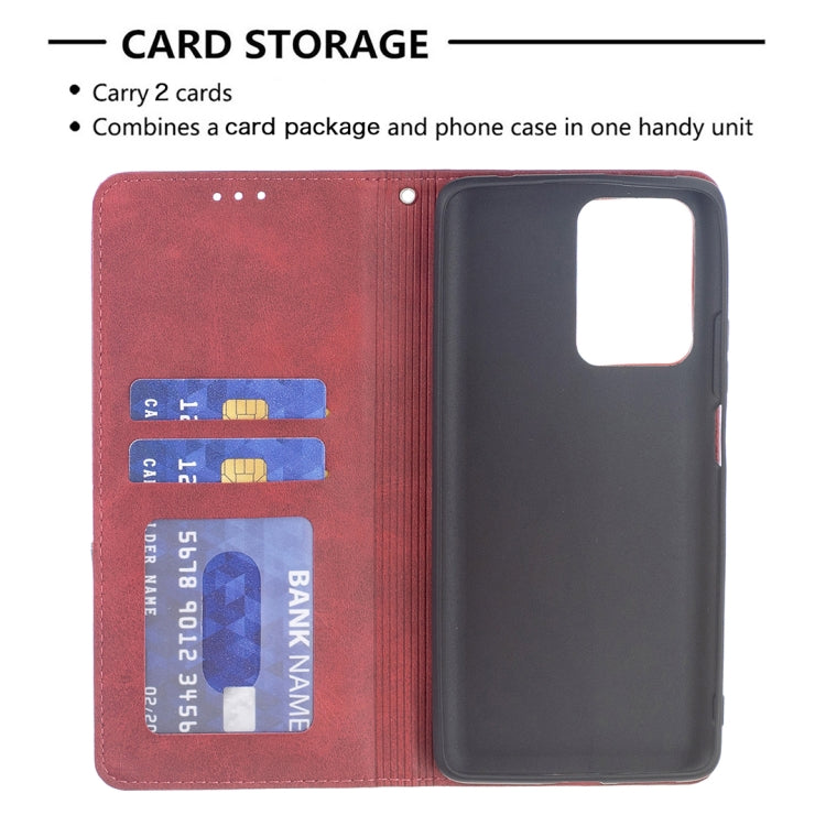 For Xiaomi Mi 11T Rhombus Texture Horizontal Flip Magnetic Leather Case with Holder & Card Slots