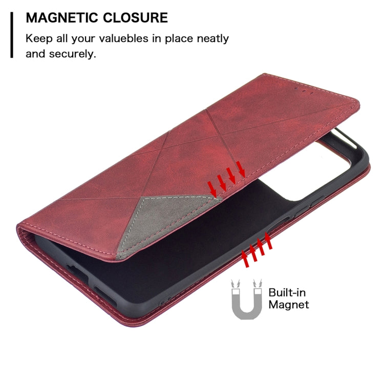 For Xiaomi Mi 11T Rhombus Texture Horizontal Flip Magnetic Leather Case with Holder & Card Slots