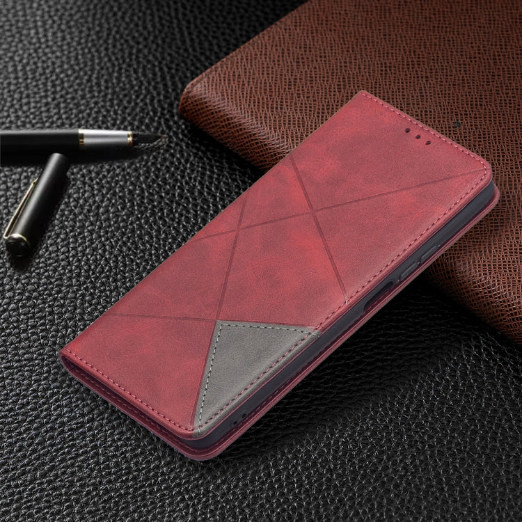For Xiaomi Mi 11T Rhombus Texture Horizontal Flip Magnetic Leather Case with Holder & Card Slots