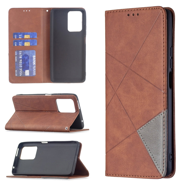 For Xiaomi Mi 11T Rhombus Texture Horizontal Flip Magnetic Leather Case with Holder & Card Slots