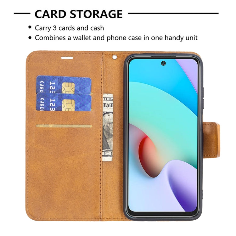 For Xiaomi Redmi 10 Retro Lambskin Texture Pure Color Horizontal Flip PU Leather Case with Holder & Card Slots & Wallet & Lanyard