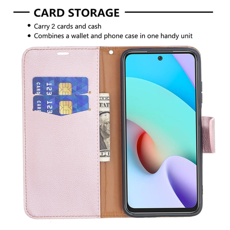 For Xiaomi Redmi 10 Litchi Texture Pure Color Horizontal Flip PU Leather Case with Holder & Card Slots & Wallet & Lanyard