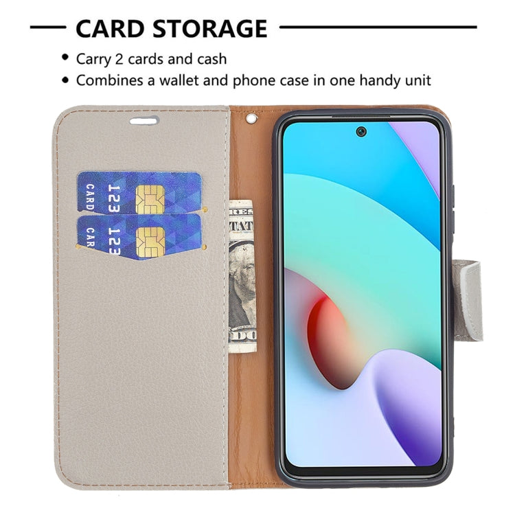 For Xiaomi Redmi 10 Litchi Texture Pure Color Horizontal Flip PU Leather Case with Holder & Card Slots & Wallet & Lanyard