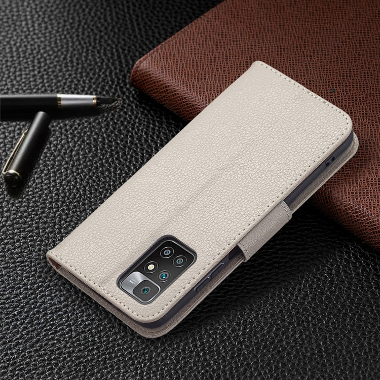 For Xiaomi Redmi 10 Litchi Texture Pure Color Horizontal Flip PU Leather Case with Holder & Card Slots & Wallet & Lanyard
