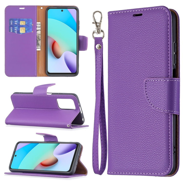For Xiaomi Redmi 10 Litchi Texture Pure Color Horizontal Flip PU Leather Case with Holder & Card Slots & Wallet & Lanyard