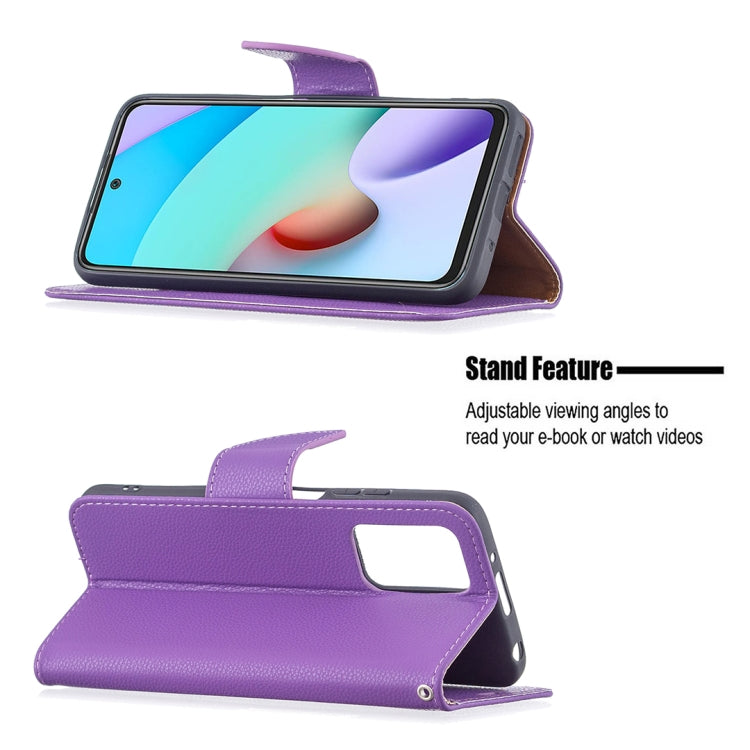 For Xiaomi Redmi 10 Litchi Texture Pure Color Horizontal Flip PU Leather Case with Holder & Card Slots & Wallet & Lanyard