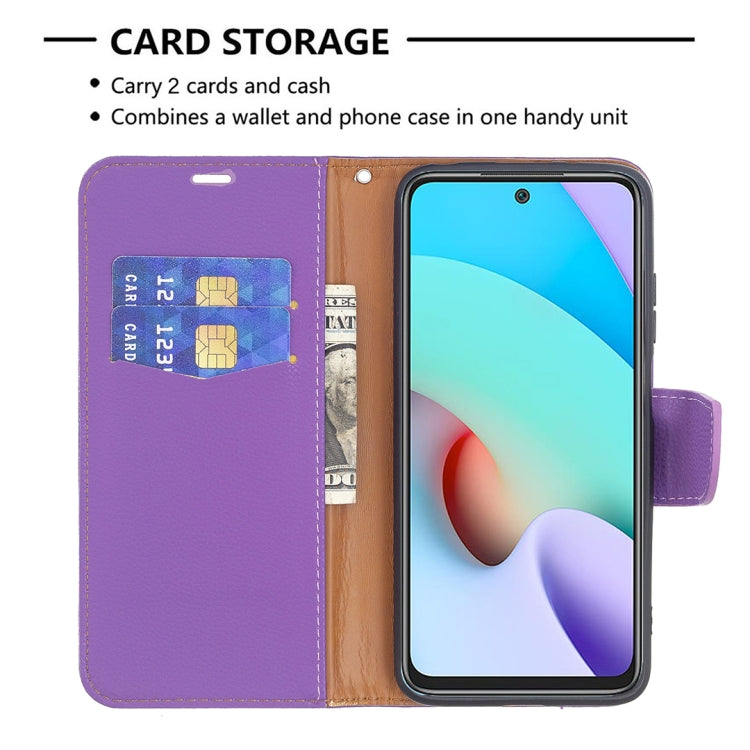 For Xiaomi Redmi 10 Litchi Texture Pure Color Horizontal Flip PU Leather Case with Holder & Card Slots & Wallet & Lanyard