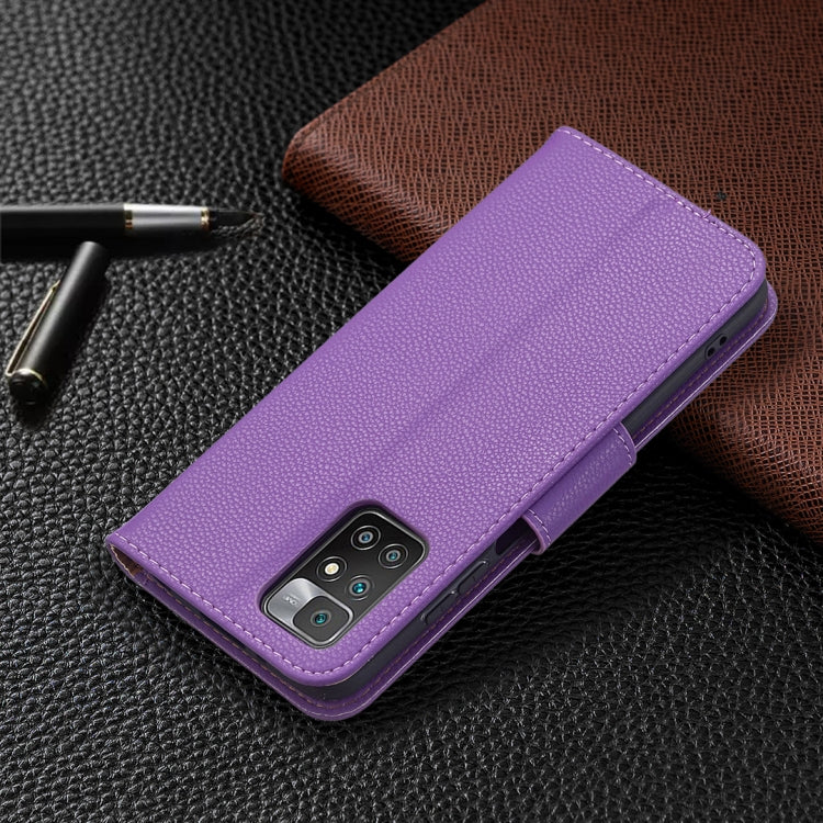 For Xiaomi Redmi 10 Litchi Texture Pure Color Horizontal Flip PU Leather Case with Holder & Card Slots & Wallet & Lanyard