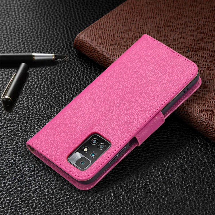 For Xiaomi Redmi 10 Litchi Texture Pure Color Horizontal Flip PU Leather Case with Holder & Card Slots & Wallet & Lanyard