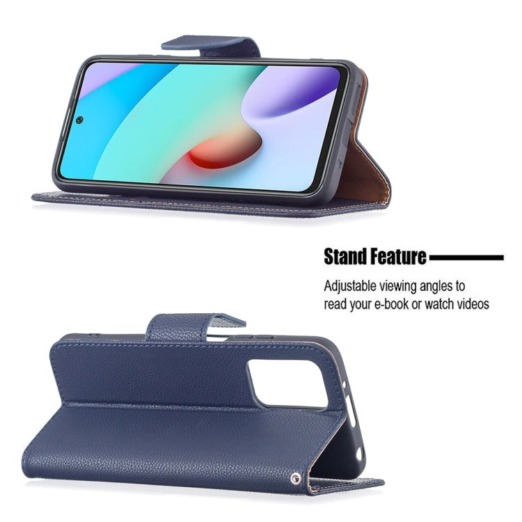 For Xiaomi Redmi 10 Litchi Texture Pure Color Horizontal Flip PU Leather Case with Holder & Card Slots & Wallet & Lanyard