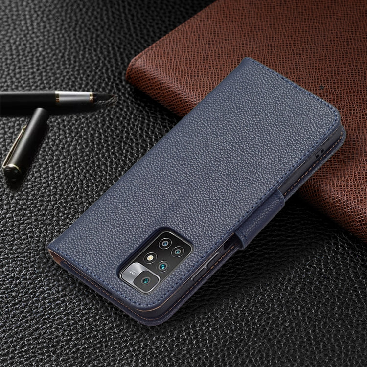 For Xiaomi Redmi 10 Litchi Texture Pure Color Horizontal Flip PU Leather Case with Holder & Card Slots & Wallet & Lanyard