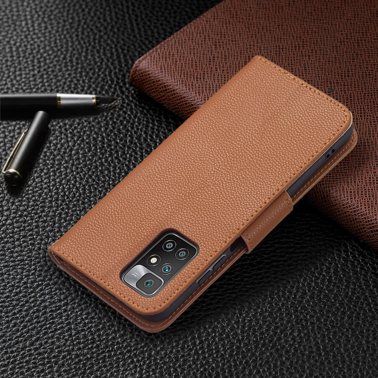 For Xiaomi Redmi 10 Litchi Texture Pure Color Horizontal Flip PU Leather Case with Holder & Card Slots & Wallet & Lanyard