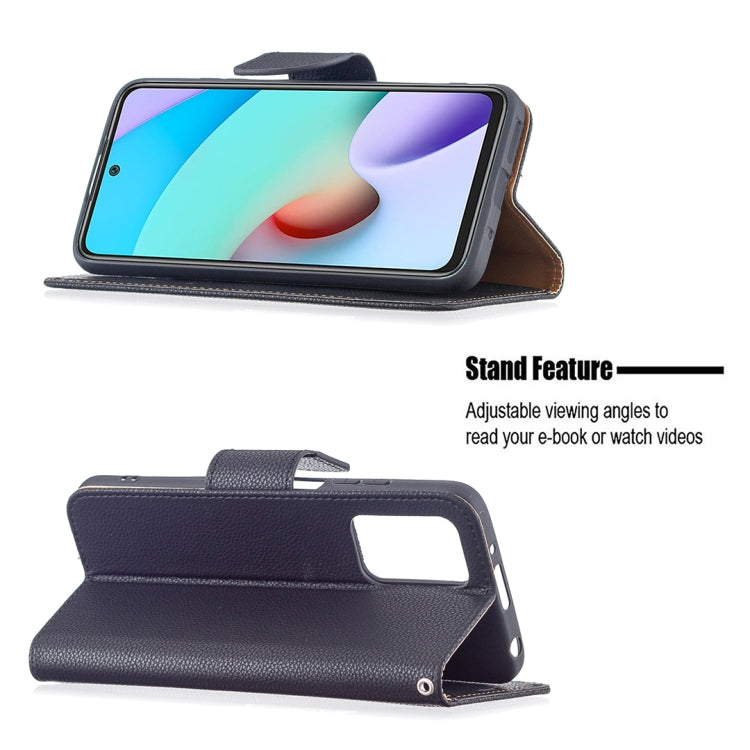 For Xiaomi Redmi 10 Litchi Texture Pure Color Horizontal Flip PU Leather Case with Holder & Card Slots & Wallet & Lanyard