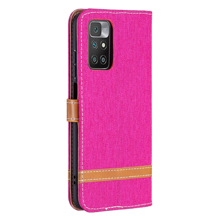 For Xiaomi Redmi 10 Color Matching Denim Texture Leather Case with Holder & Card Slots & Wallet & Lanyard