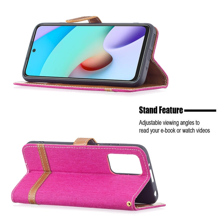 For Xiaomi Redmi 10 Color Matching Denim Texture Leather Case with Holder & Card Slots & Wallet & Lanyard