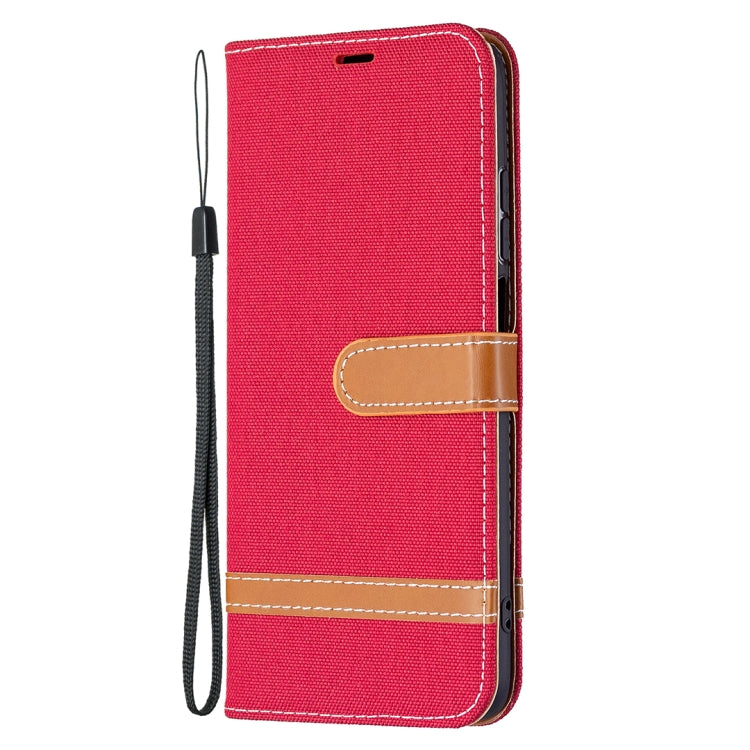 For Xiaomi Redmi 10 Color Matching Denim Texture Leather Case with Holder & Card Slots & Wallet & Lanyard