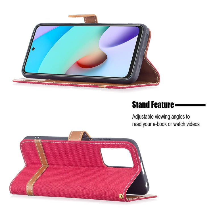 For Xiaomi Redmi 10 Color Matching Denim Texture Leather Case with Holder & Card Slots & Wallet & Lanyard