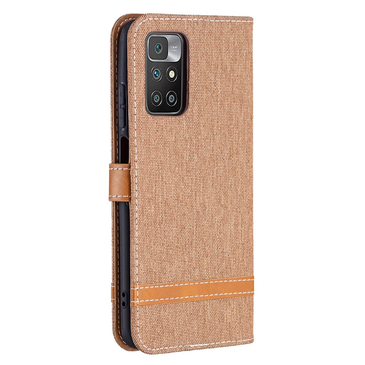 For Xiaomi Redmi 10 Color Matching Denim Texture Leather Case with Holder & Card Slots & Wallet & Lanyard