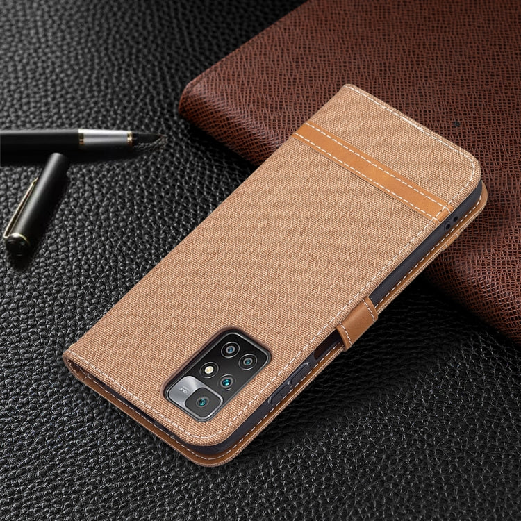 For Xiaomi Redmi 10 Color Matching Denim Texture Leather Case with Holder & Card Slots & Wallet & Lanyard