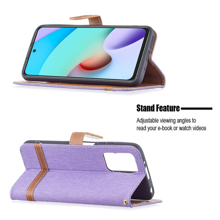 For Xiaomi Redmi 10 Color Matching Denim Texture Leather Case with Holder & Card Slots & Wallet & Lanyard