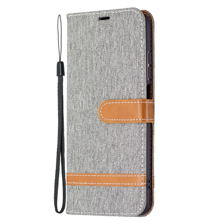 For Xiaomi Redmi 10 Color Matching Denim Texture Leather Case with Holder & Card Slots & Wallet & Lanyard