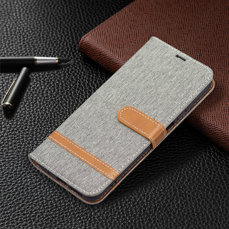 For Xiaomi Redmi 10 Color Matching Denim Texture Leather Case with Holder & Card Slots & Wallet & Lanyard