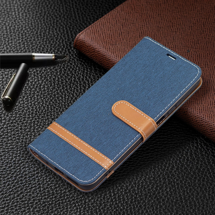For Xiaomi Redmi 10 Color Matching Denim Texture Leather Case with Holder & Card Slots & Wallet & Lanyard