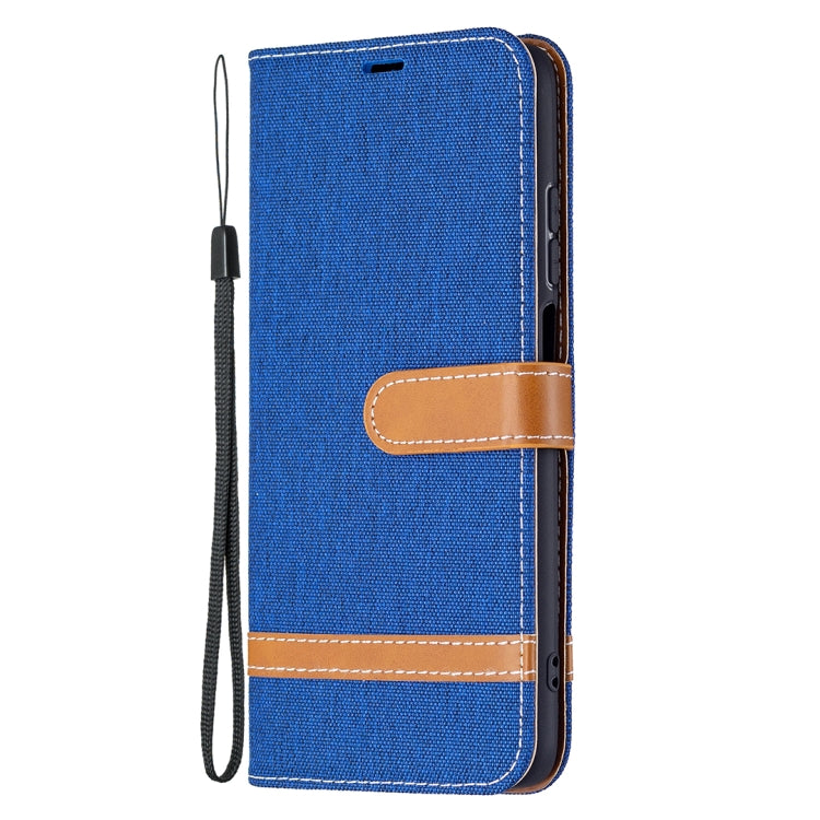 For Xiaomi Redmi 10 Color Matching Denim Texture Leather Case with Holder & Card Slots & Wallet & Lanyard