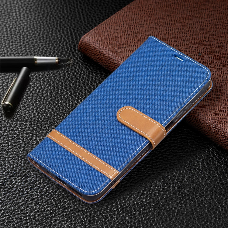 For Xiaomi Redmi 10 Color Matching Denim Texture Leather Case with Holder & Card Slots & Wallet & Lanyard