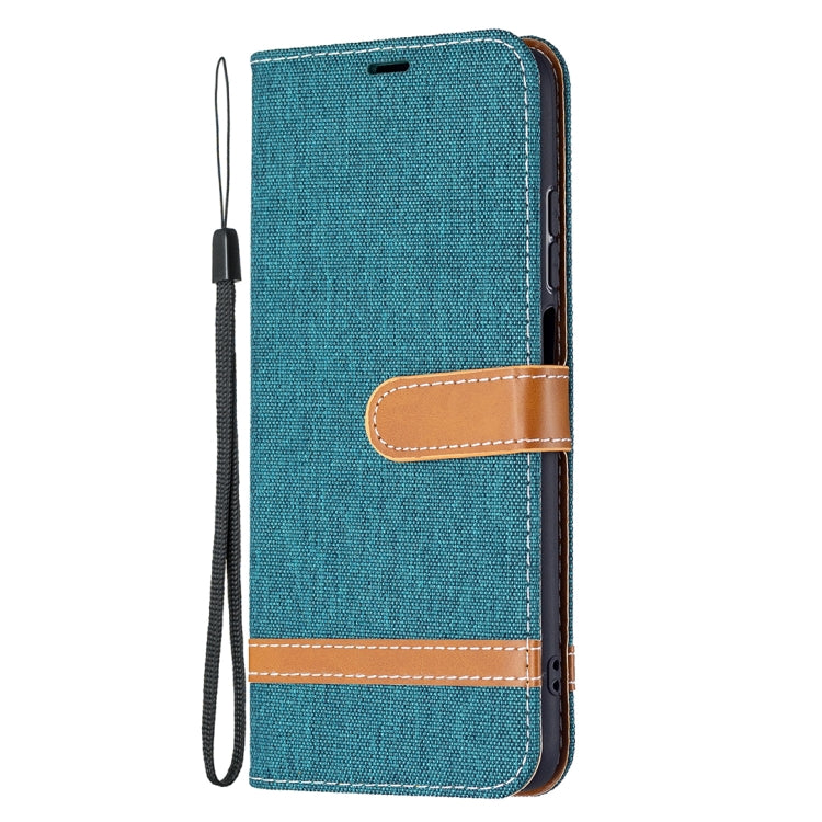 For Xiaomi Redmi 10 Color Matching Denim Texture Leather Case with Holder & Card Slots & Wallet & Lanyard
